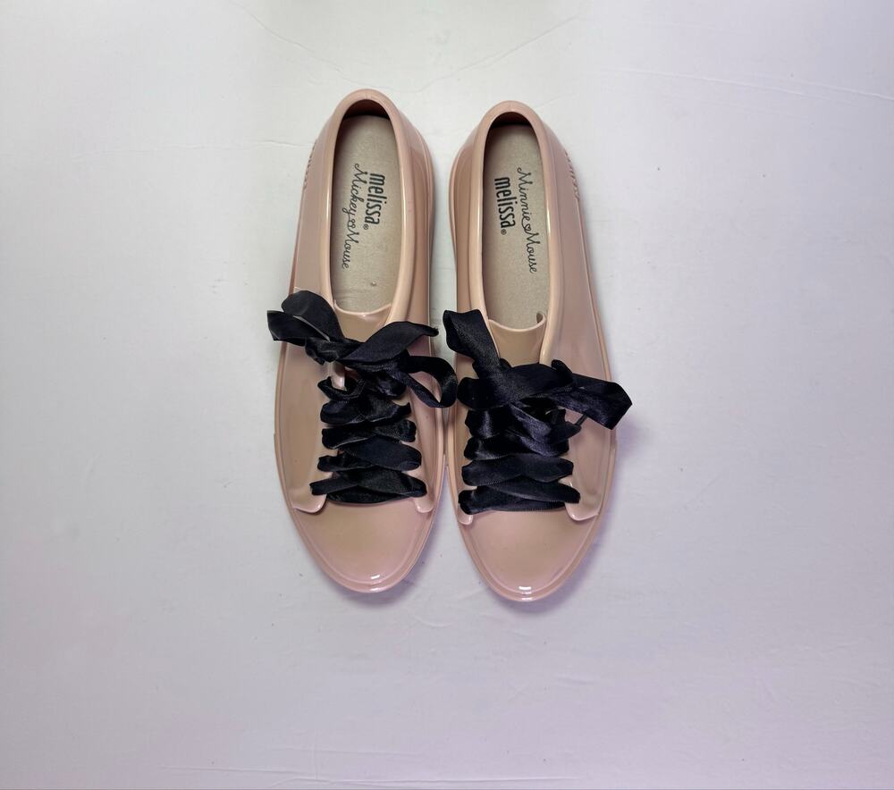 Melissa x Disney Mickey & Minnie Pink Jelly Sneakers Ribbon Laces Size 8